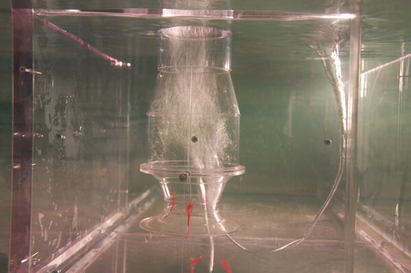 Development of a vortex at the intake of a pump | Artelia hydraulics